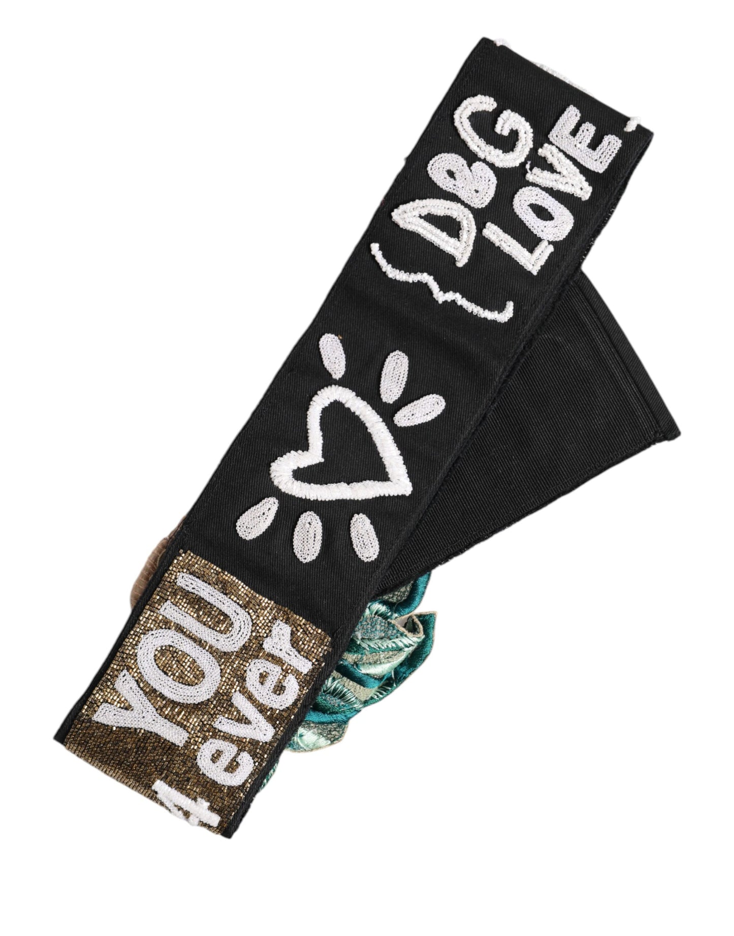 Dolce & Gabbana Zwarte Stretch Multicolor Versierde Tailleriem