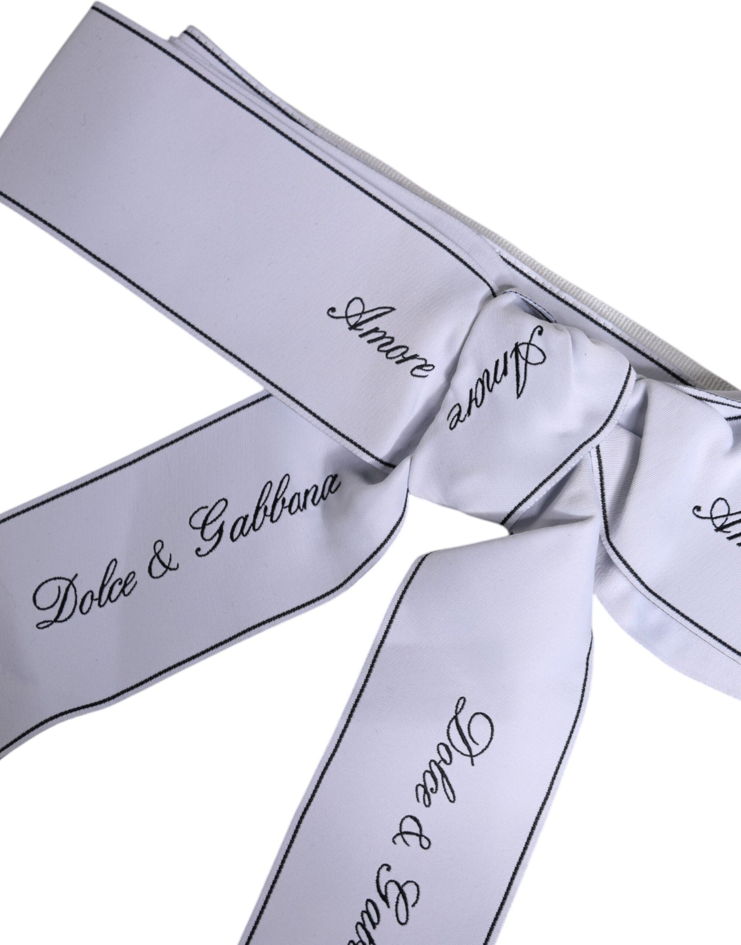 Dolce & Gabbana Witte Tailleband Brede Strik Logo Riem
