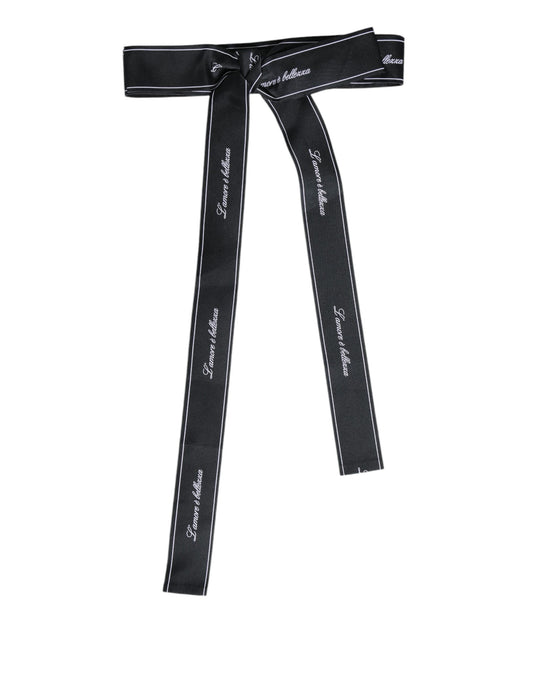 Dolce & Gabbana Zwarte Tailleband Brede Strik Logo Riem
