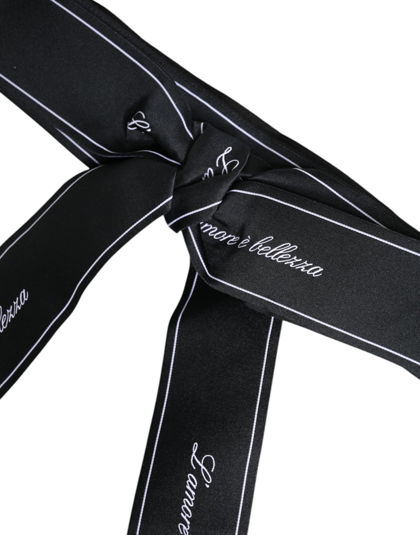 Dolce & Gabbana Zwarte Tailleband Brede Strik Logo Riem