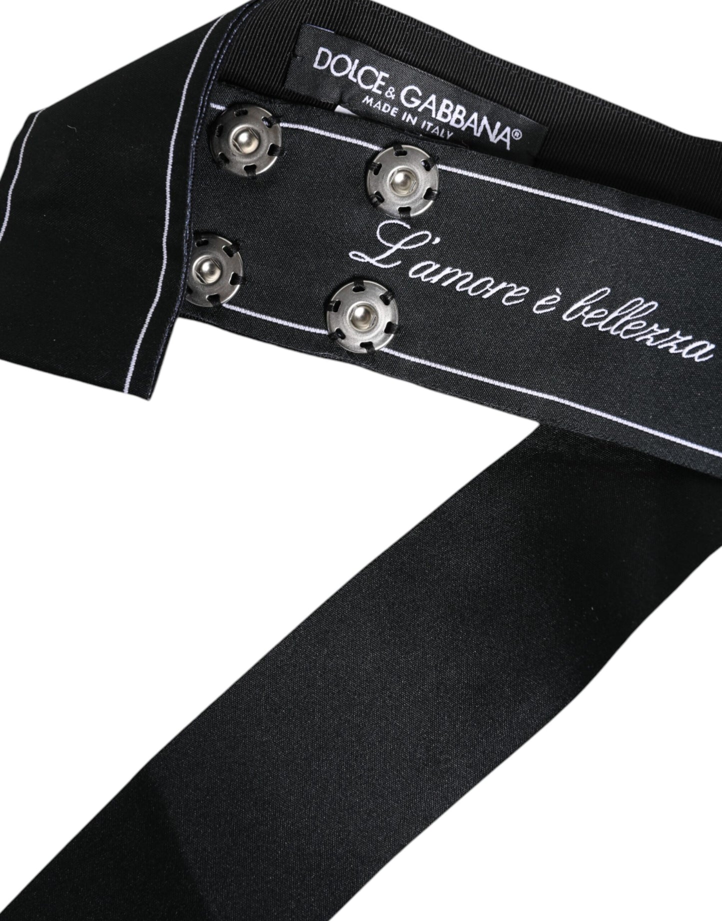 Dolce & Gabbana Zwarte Tailleband Brede Strik Logo Riem