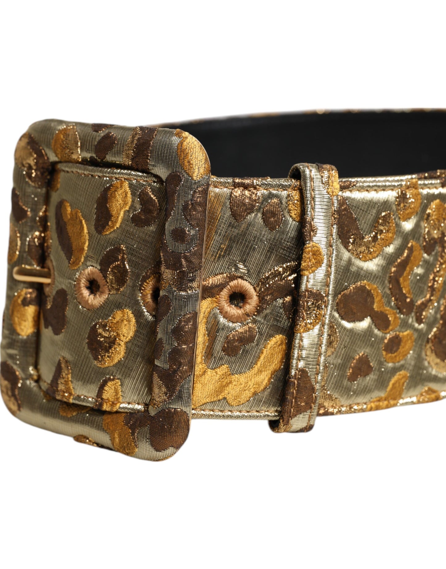 Ceinture large en tissu jacquard à pois dorés Dolce & Gabbana