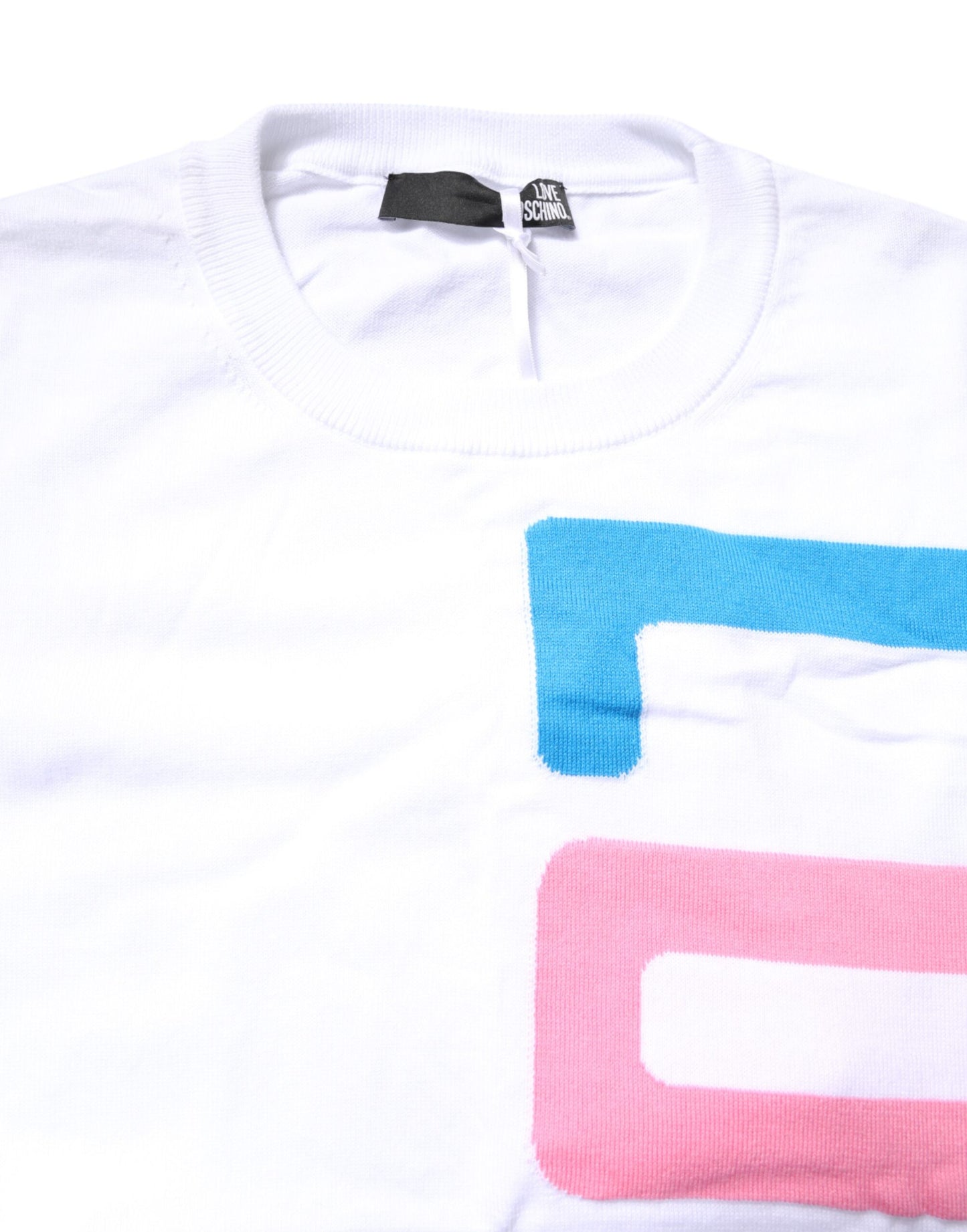 Love Moschino wit katoenen T-shirt met lange mouwen en grafische print