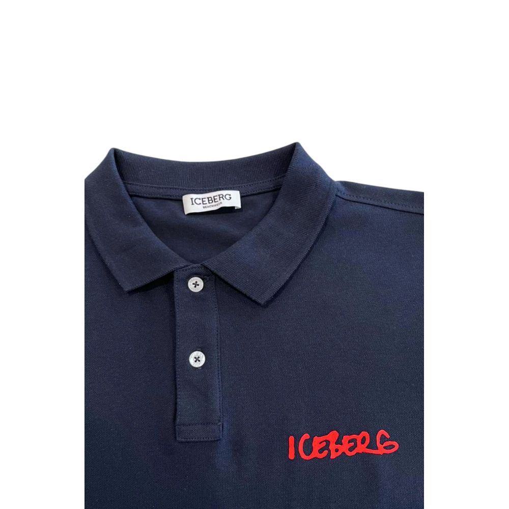 Chemise polo en coton bleu iceberg pour homme