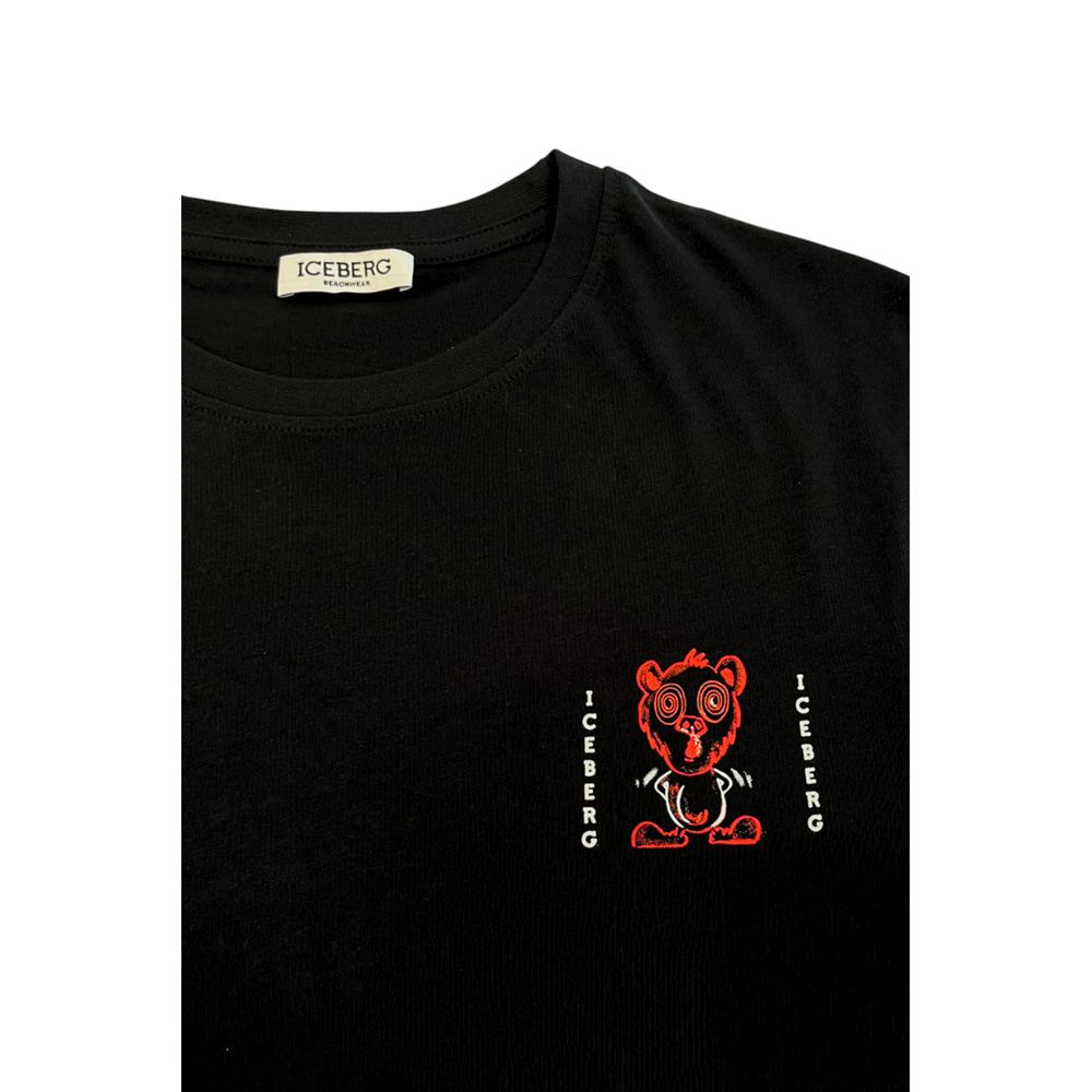 T-shirt homme en coton noir Iceberg