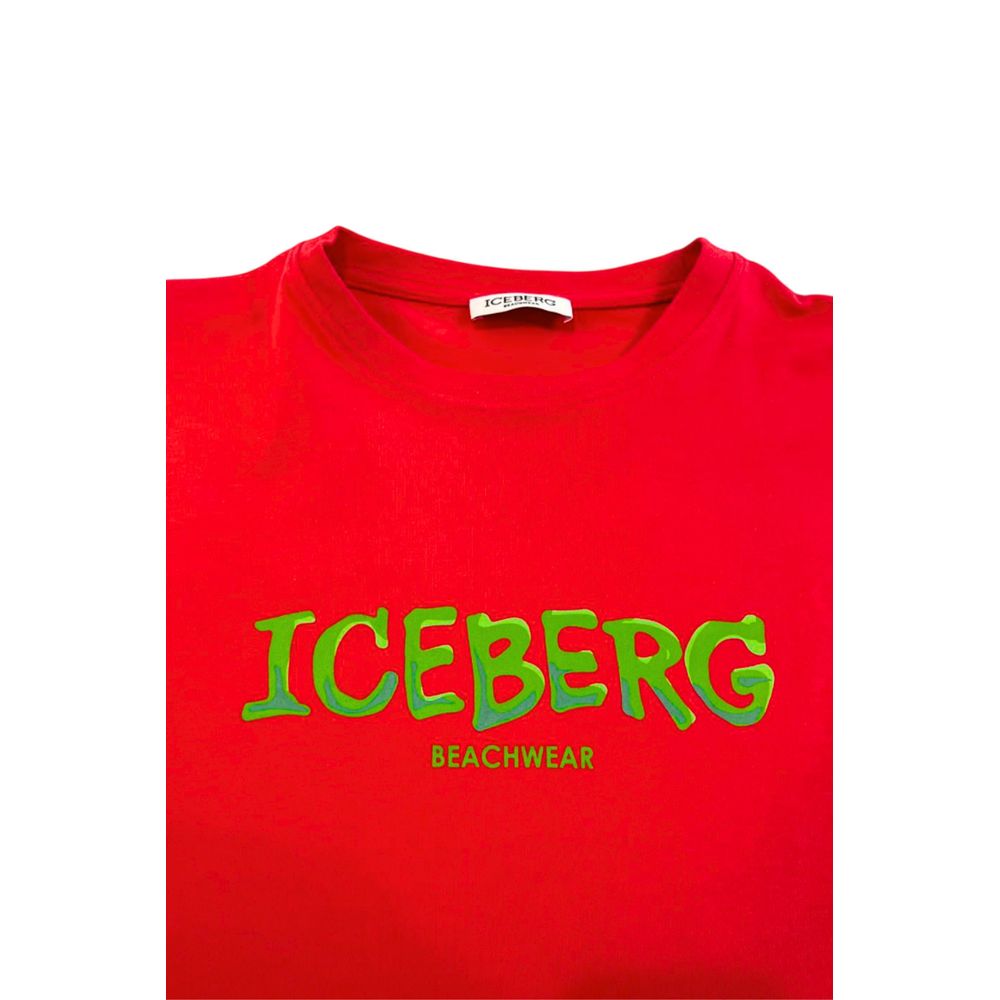 T-shirt homme en coton rouge Iceberg