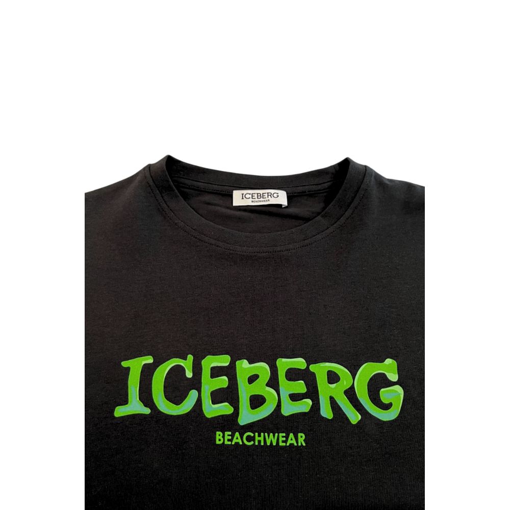 T-shirt homme en coton noir Iceberg
