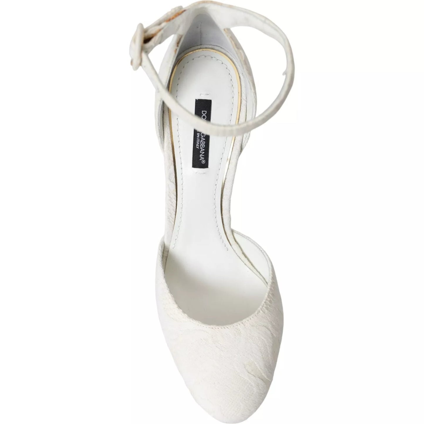 Dolce & Gabbana witte Mary Jane hakken, pumps en schoenen met bloemenpatroon in jacquard.