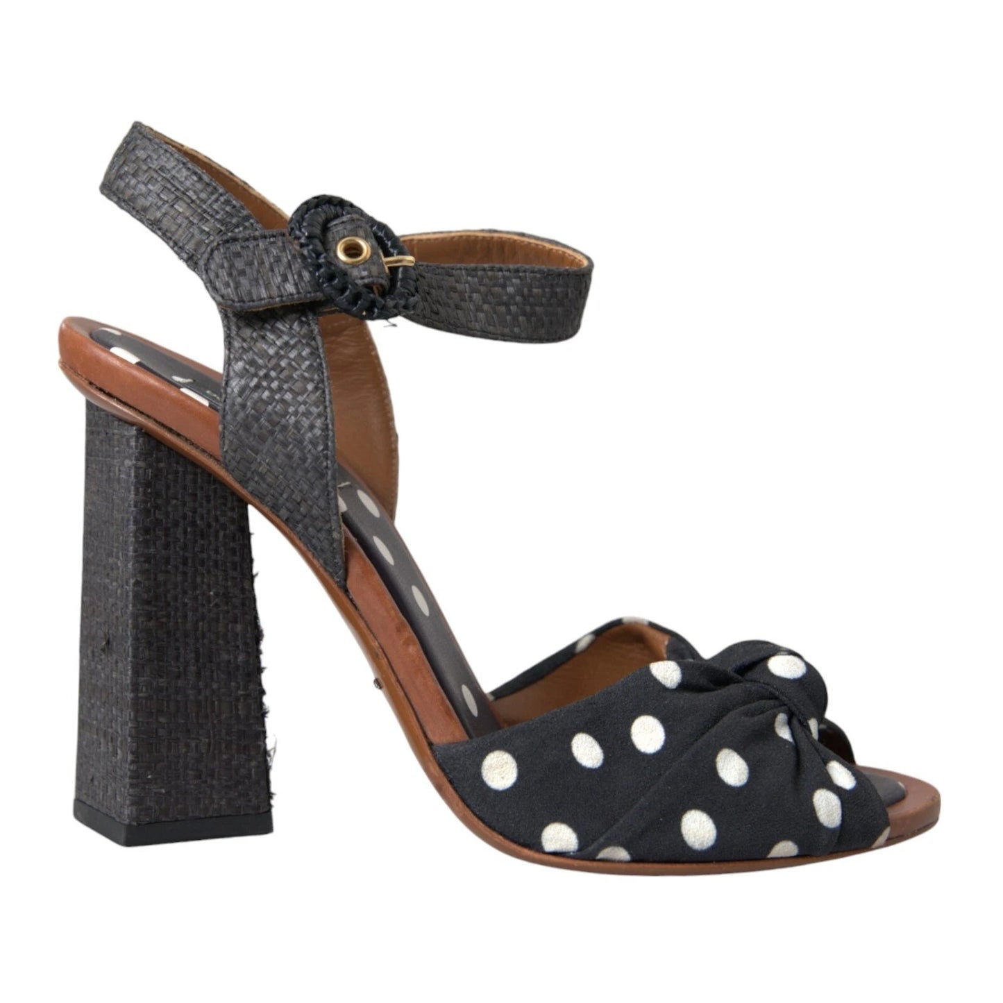 Dolce & Gabbana Zwarte Leren Sandalen met Polkadot Motief