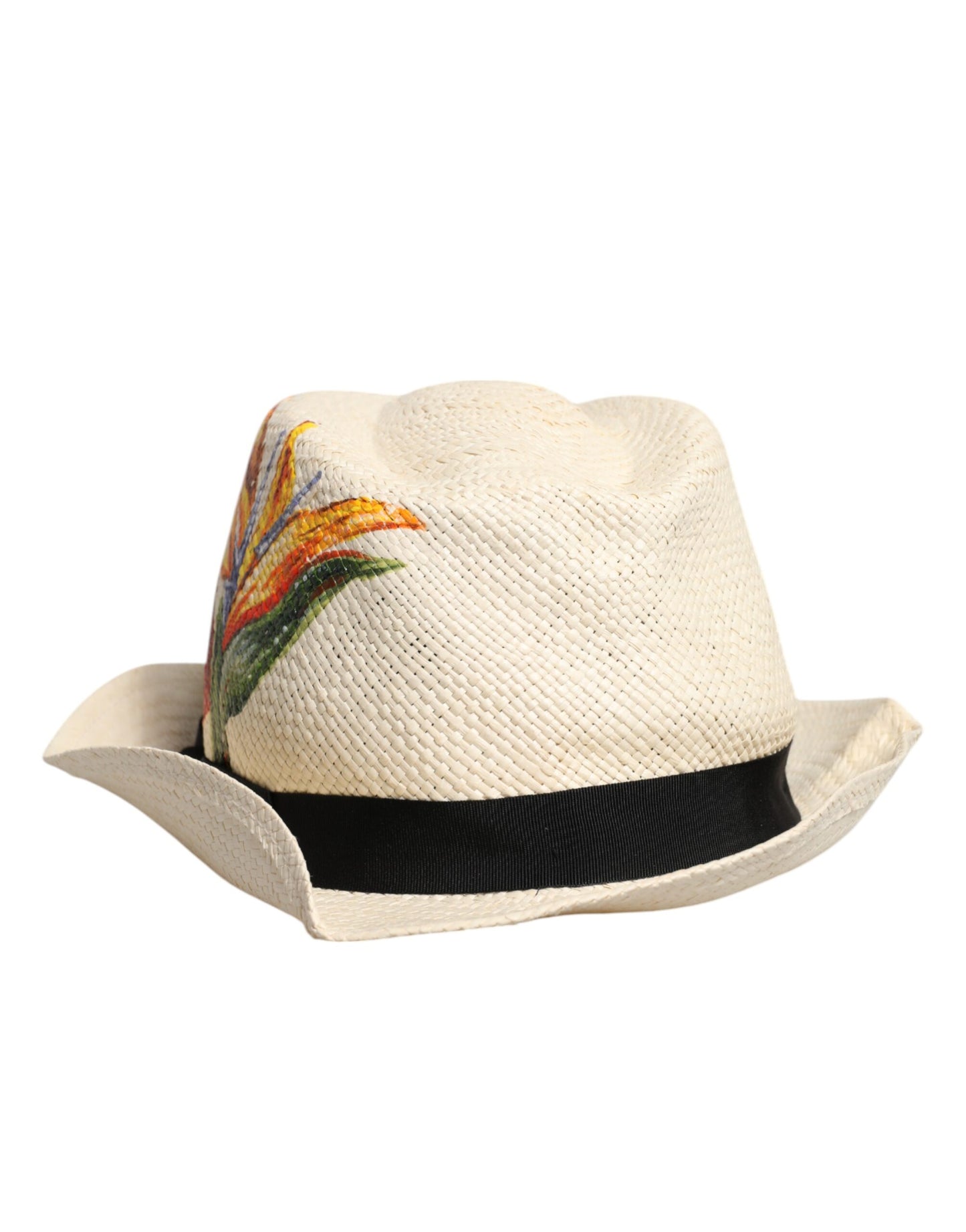 Dolce & Gabbana beige bloemenprint strohoed met brede rand