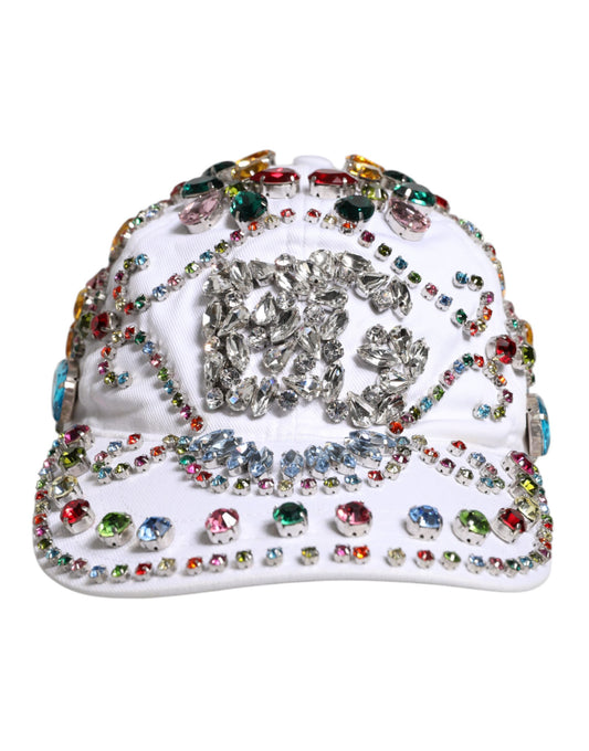 Dolce & Gabbana witte multicolor kristallen verfraaide baseballpet