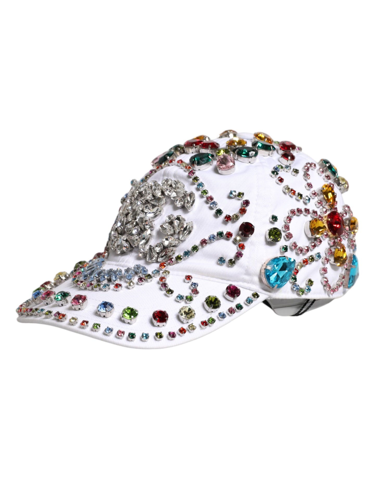 Dolce & Gabbana witte multicolor kristallen verfraaide baseballpet