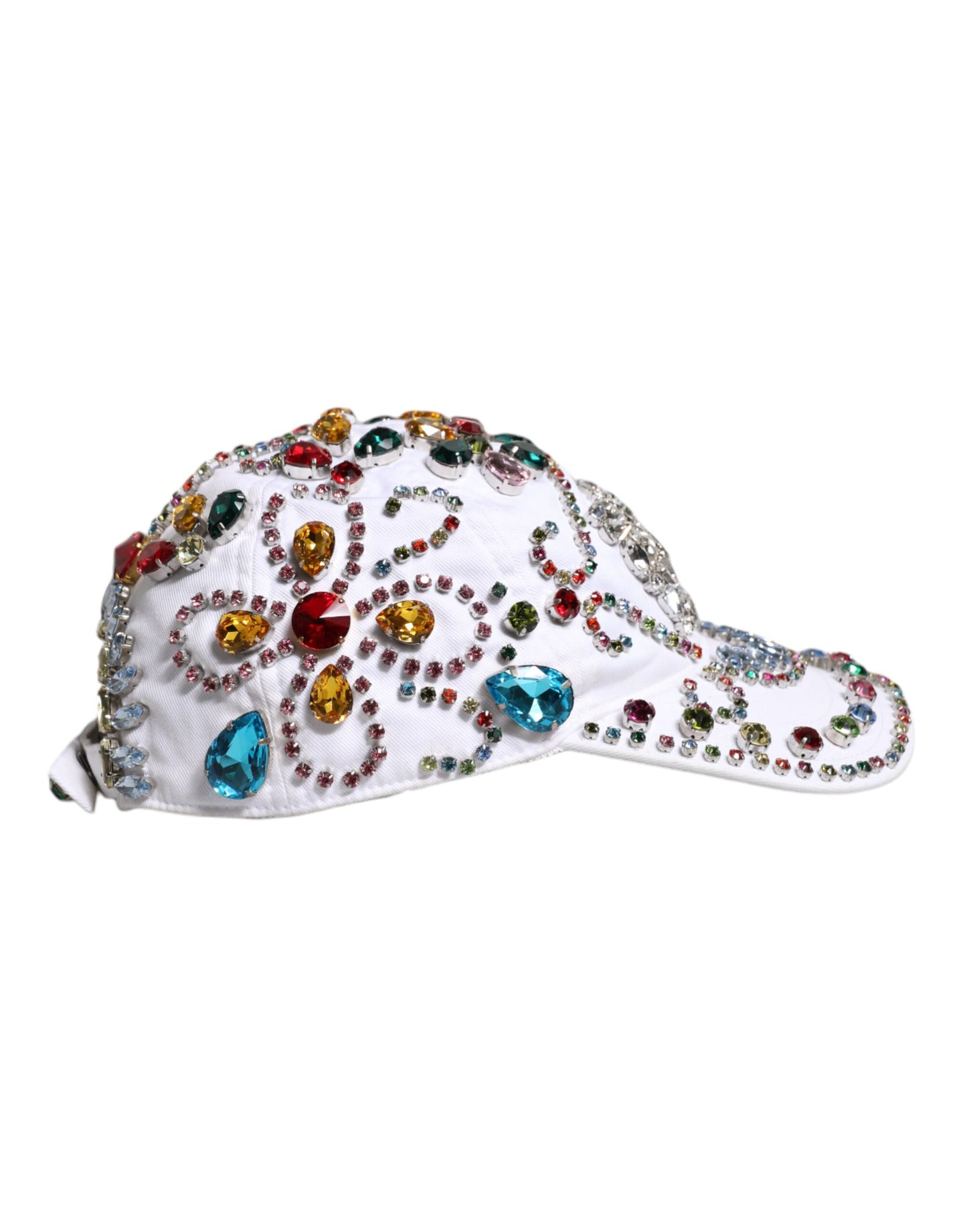 Dolce & Gabbana witte multicolor kristallen verfraaide baseballpet