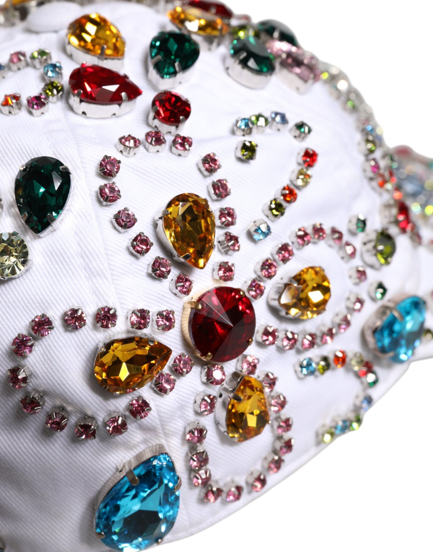 Dolce & Gabbana witte multicolor kristallen verfraaide baseballpet