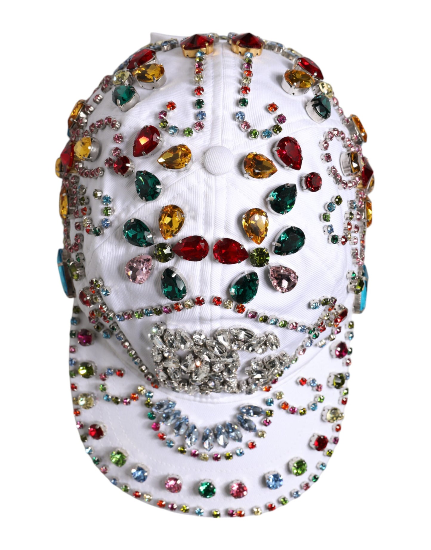 Dolce & Gabbana witte multicolor kristallen verfraaide baseballpet