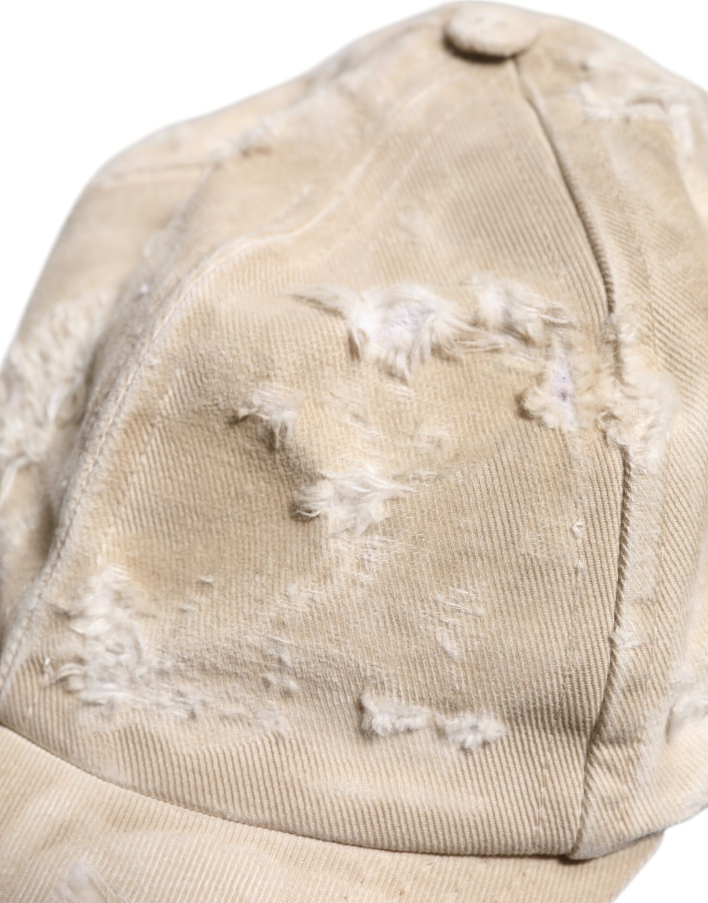 Dolce & Gabbana beige gehavende katoenen baseballpet met 6 panelen
