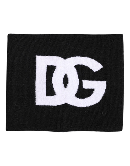 Dolce & Gabbana Zwart Wit Logo Print Gebreide Nekwarmer Sjaal