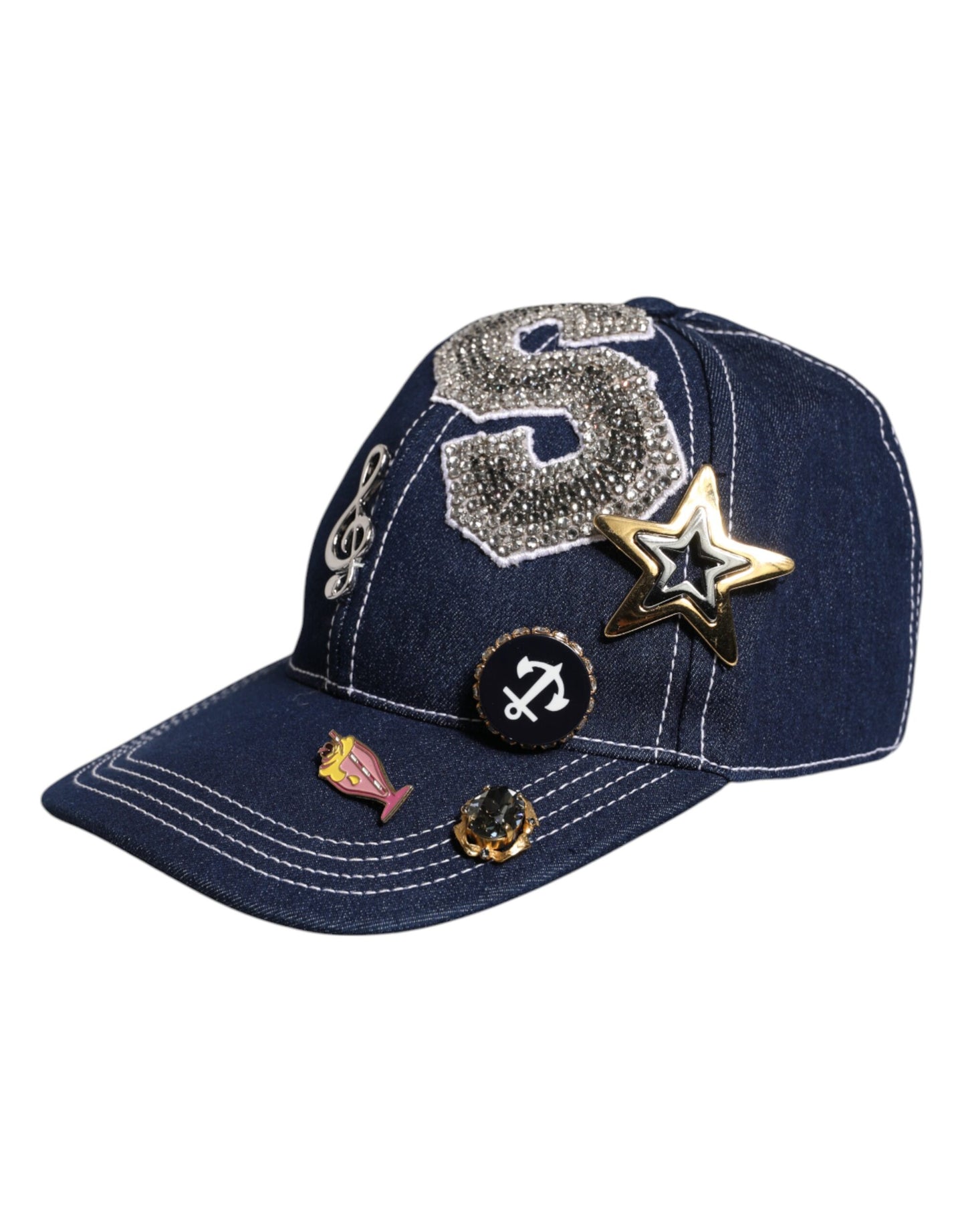 Dolce & Gabbana blauwe baseballpet met kristallen versiering