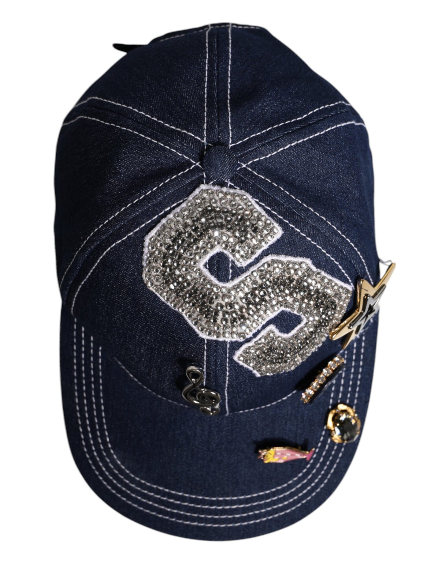 Dolce & Gabbana blauwe baseballpet met kristallen versiering
