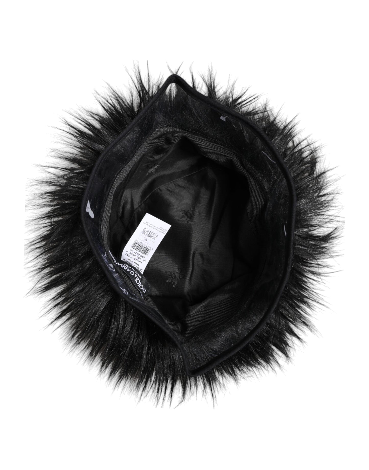 Dolce & Gabbana Zwarte Kunstbont Bucket Hat