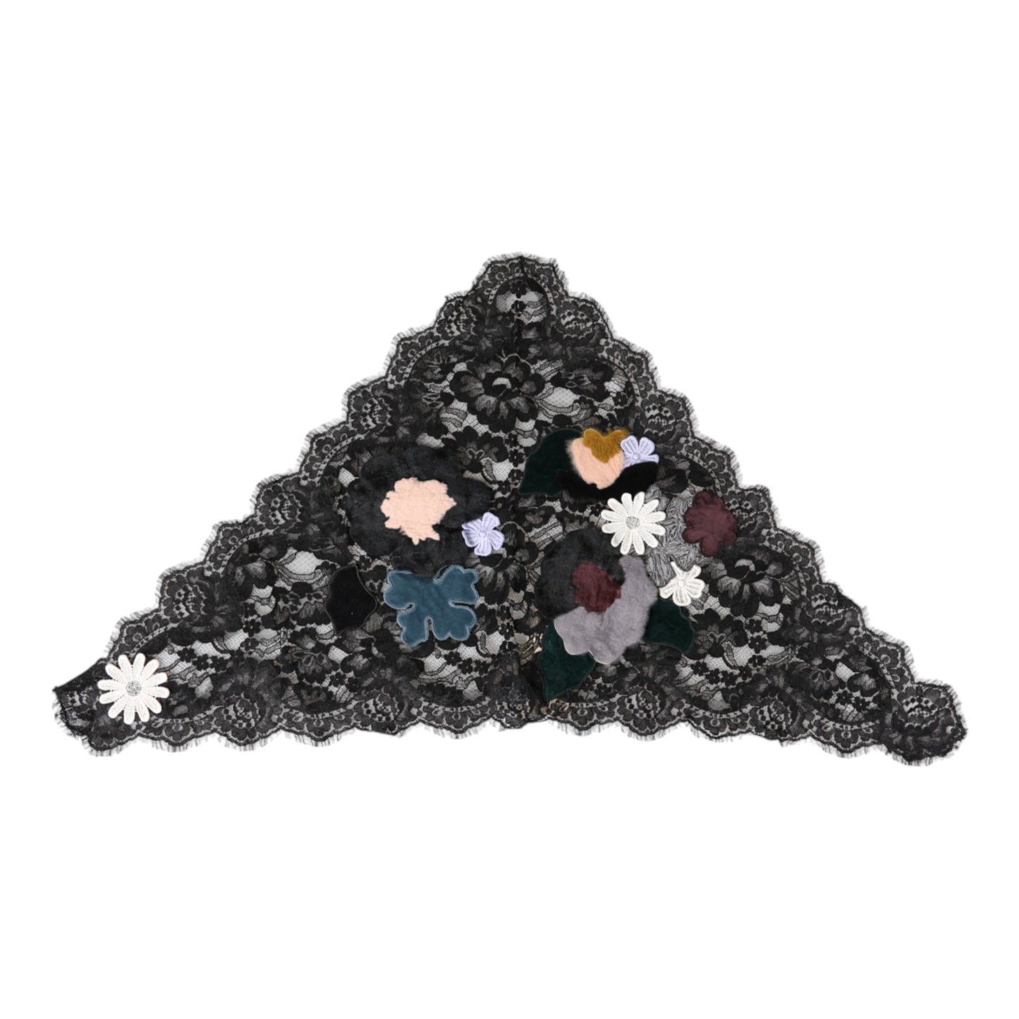 Dolce & Gabbana zwarte katoenen sluierhoed met kant en bloemenapplicatie