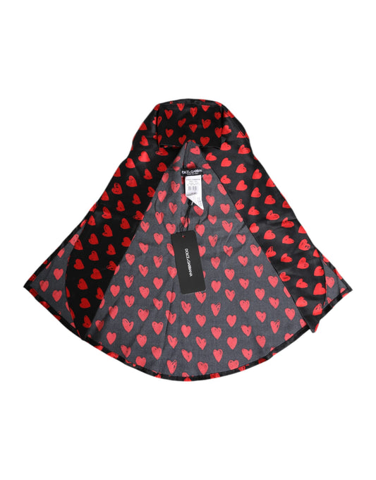Dolce & Gabbana Zwarte Rode Harten Polyester Hoed
