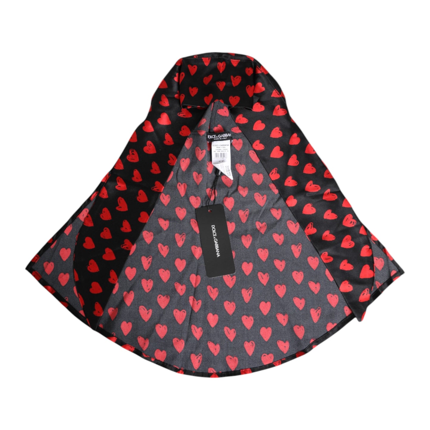 Dolce & Gabbana Zwarte Rode Harten Polyester Hoed