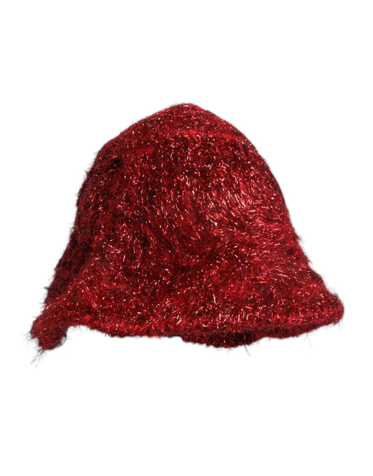 Dolce & Gabbana Rode Viscose Tinsel Brede Rand Bucket Hat