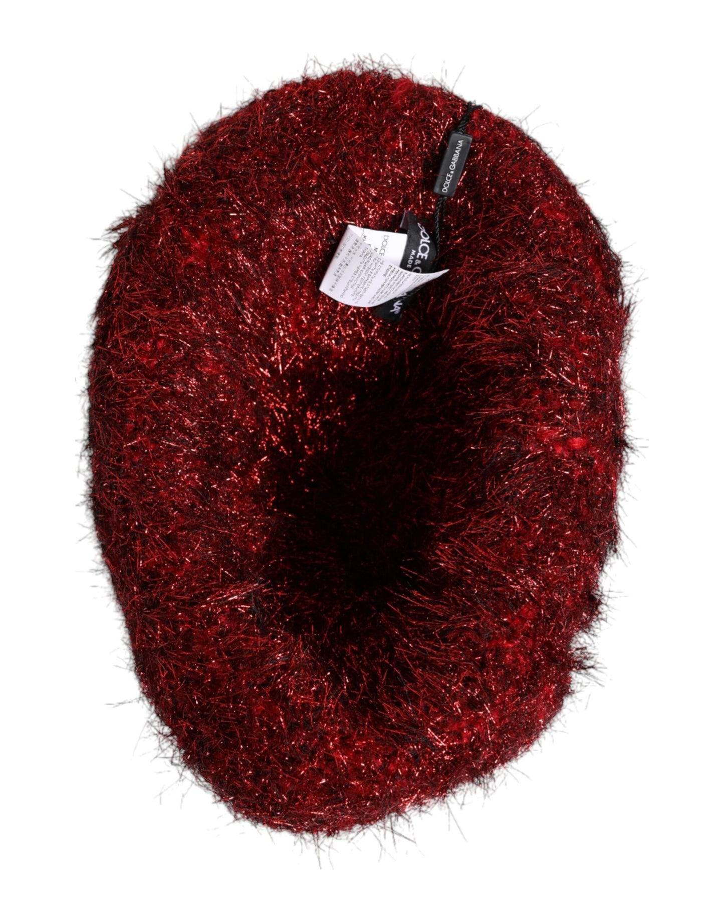 Dolce & Gabbana Rode Viscose Tinsel Brede Rand Bucket Hat