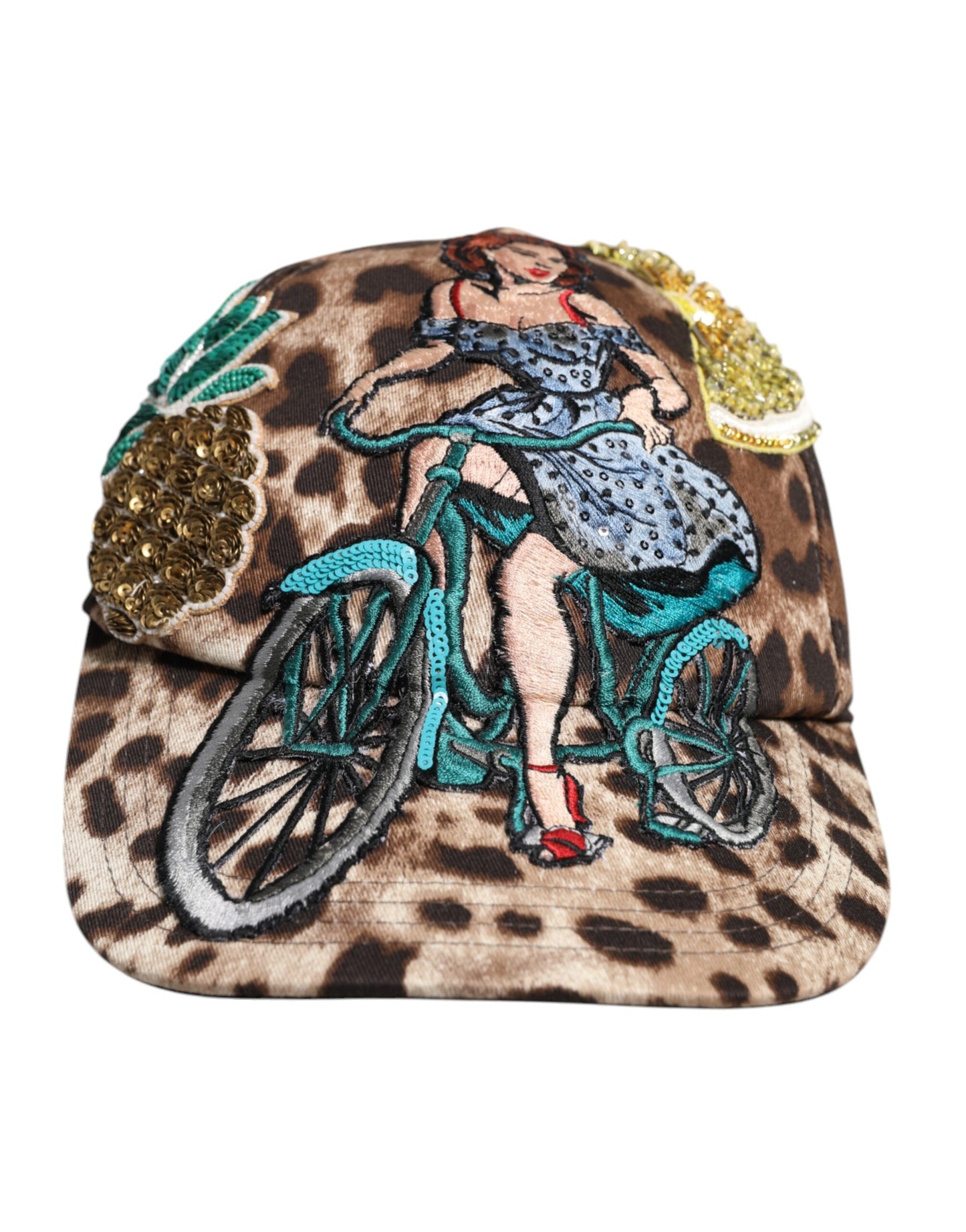 Dolce & Gabbana Bruine Luipaard Pailletten Sicilië Baseballpet