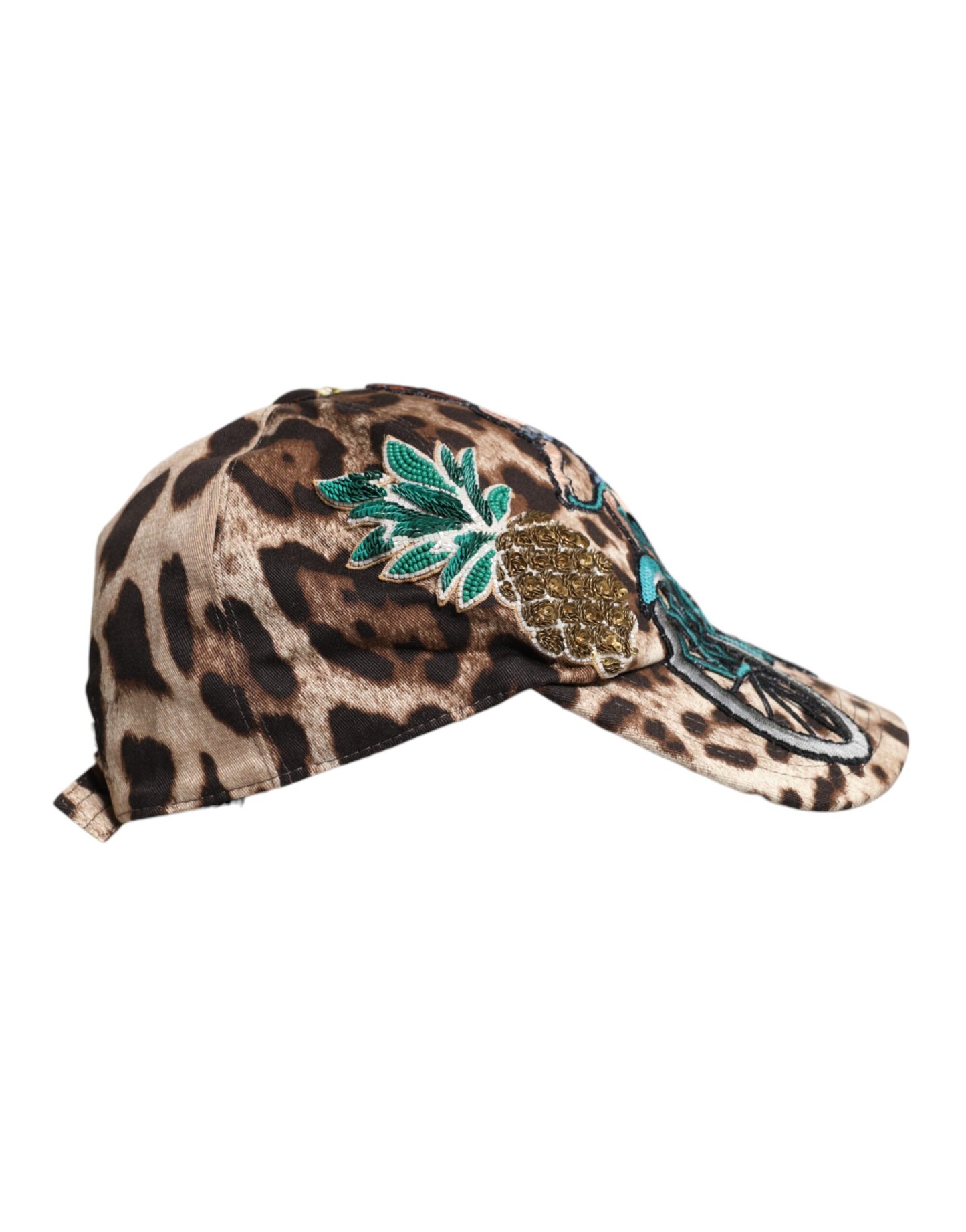 Dolce & Gabbana Bruine Luipaard Pailletten Sicilië Baseballpet