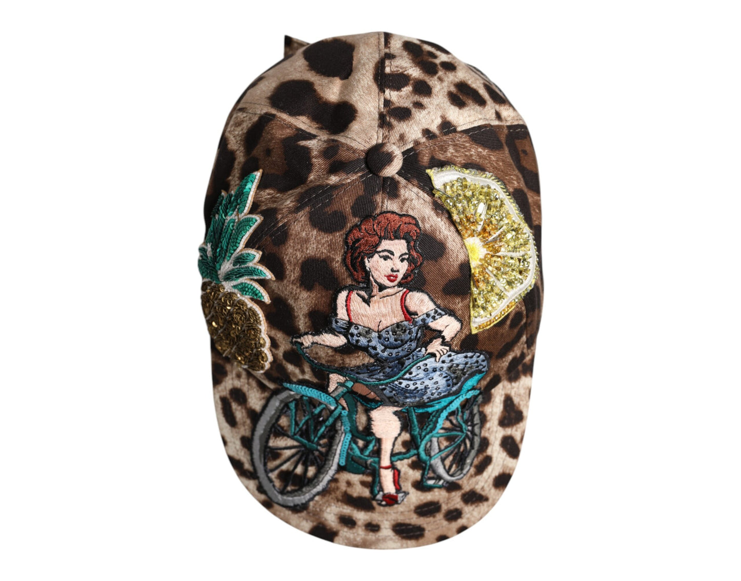 Dolce & Gabbana Bruine Luipaard Pailletten Sicilië Baseballpet