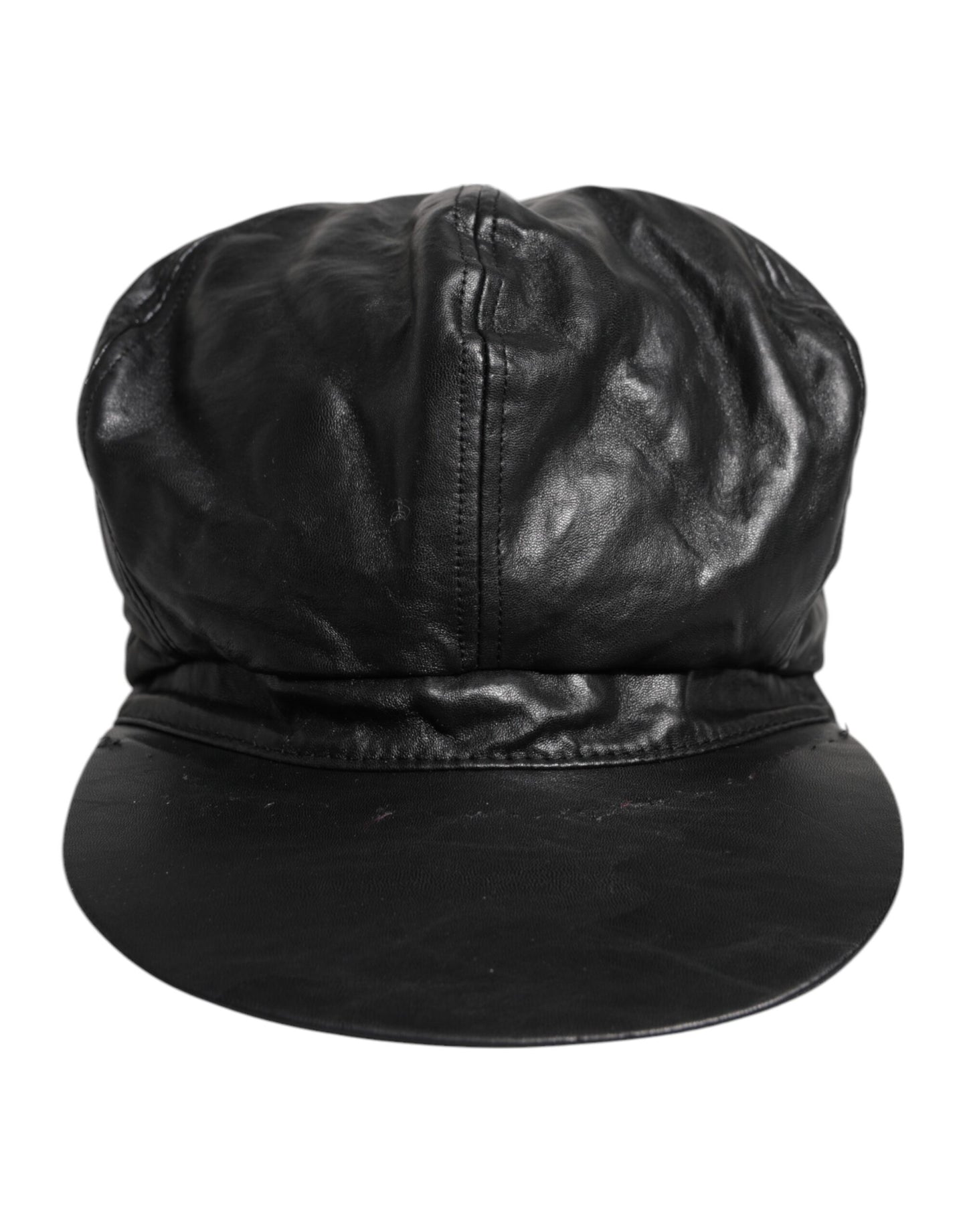 Dolce & Gabbana Chapeau Newsboy Capello Cabbie en veau noir