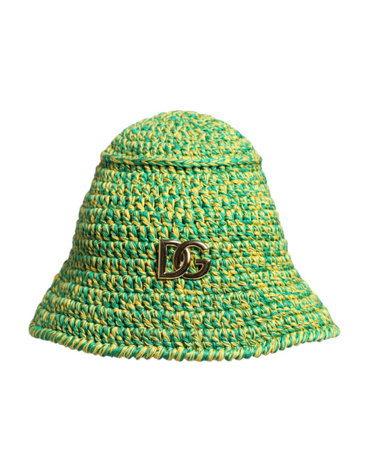 Dolce & Gabbana Groene Katoenen Haak DG Logo Bucket Hat