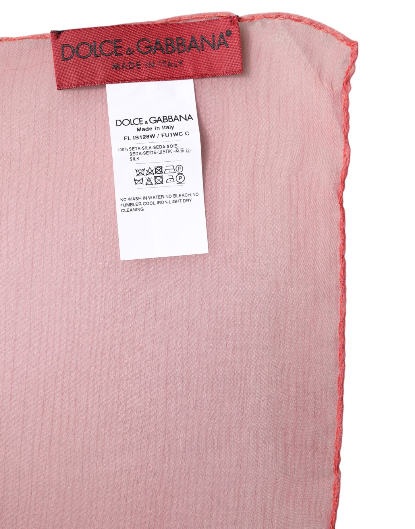 Foulard châle rectangulaire en soie rose Dolce & Gabbana pour femme