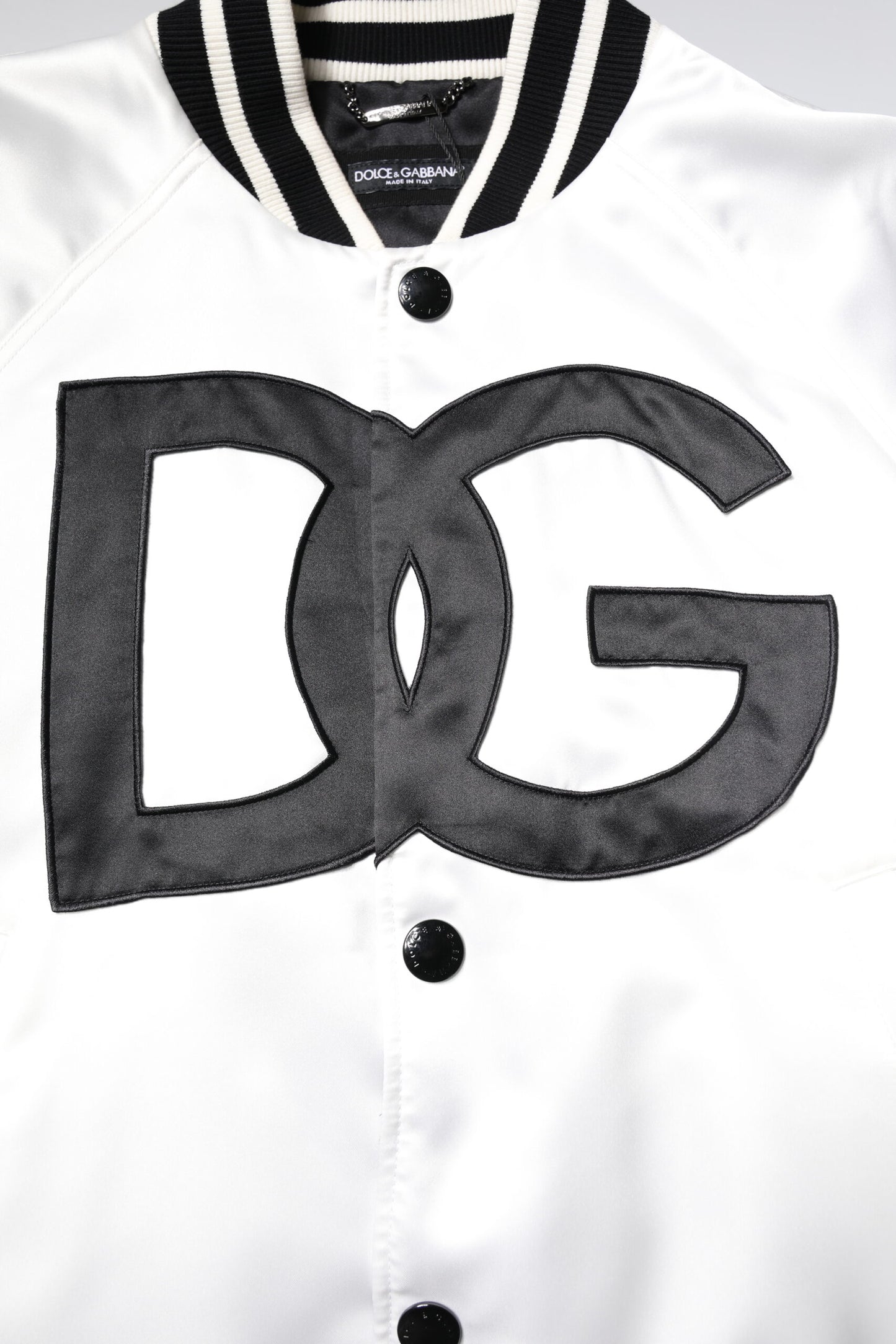 Dolce & Gabbana White DG Logo Polyester Jersey Bomber Jacket