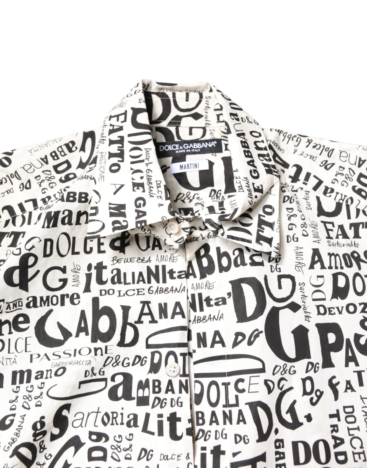 Chemise décontractée homme Dolce & Gabbana, blanche et noire, logo MARTINI.