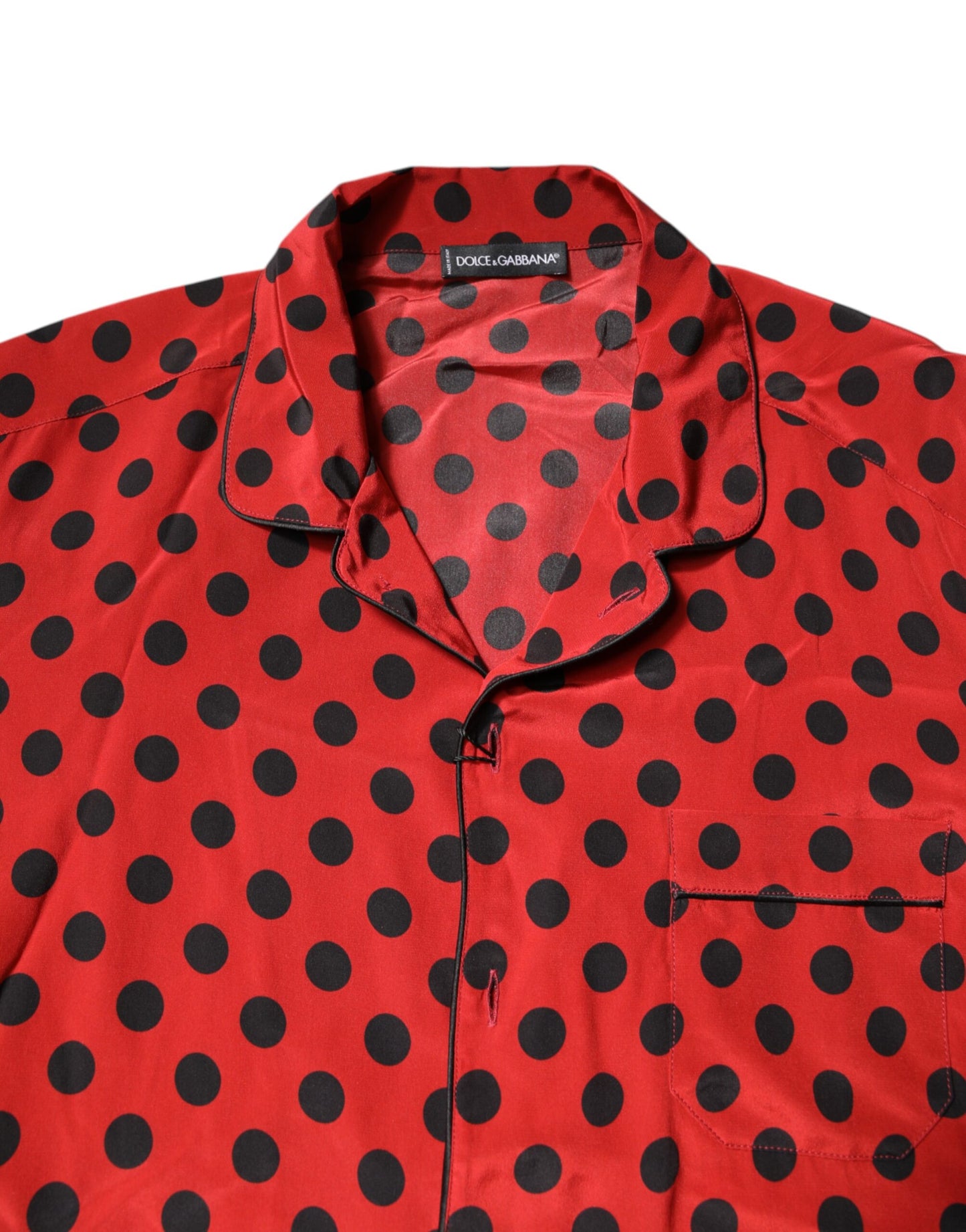 Chemise en soie à manches longues à pois rouges de Dolce & Gabbana