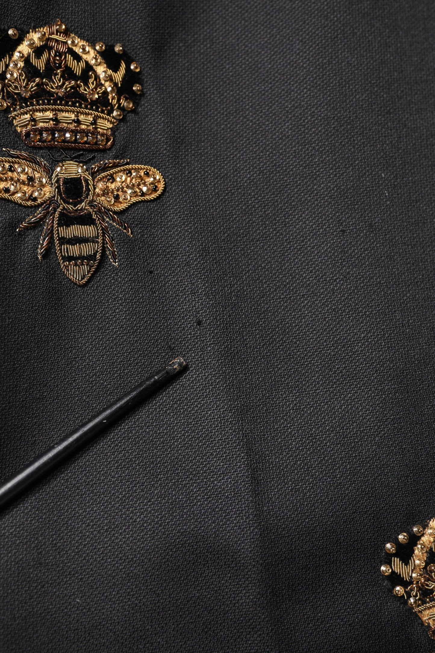Dolce & Gabbana Black Bee Crown Embroidery 2 Piece Suit