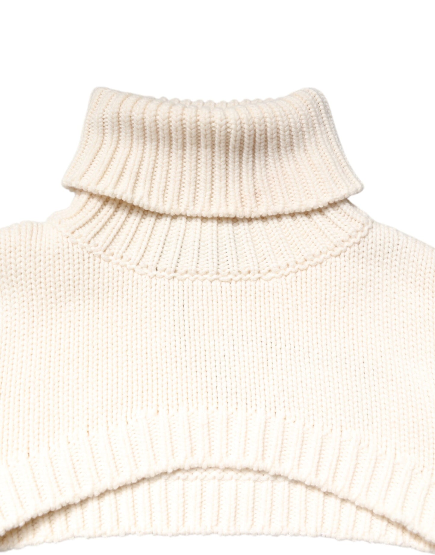 Dolce & Gabbana Ivoren Cashmere Turtleneck Cropped Top Trui