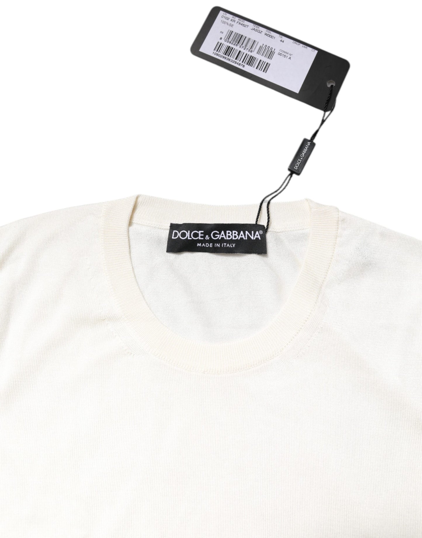 Débardeur blanc en soie à col rond et sans manches de Dolce & Gabbana