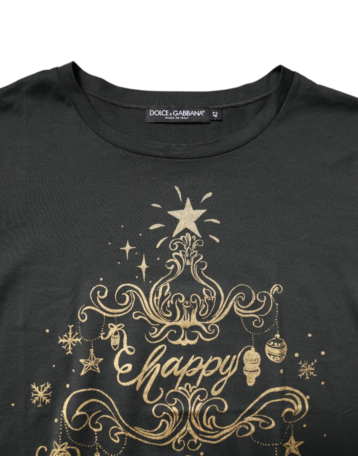 Dolce & Gabbana zwart katoenen T-shirt met ronde hals en korte mouwen