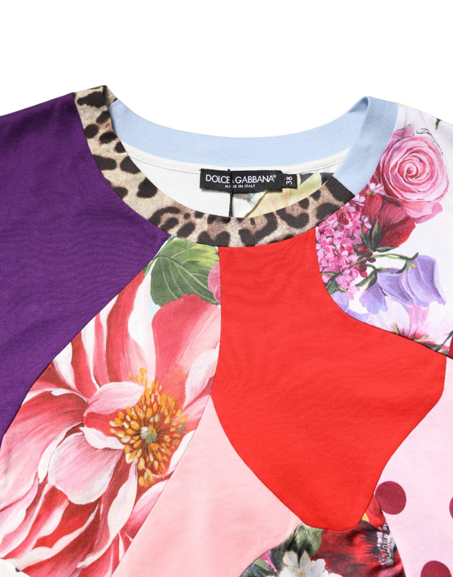 Haut chemisier à manches courtes en patchwork multicolore de Dolce & Gabbana