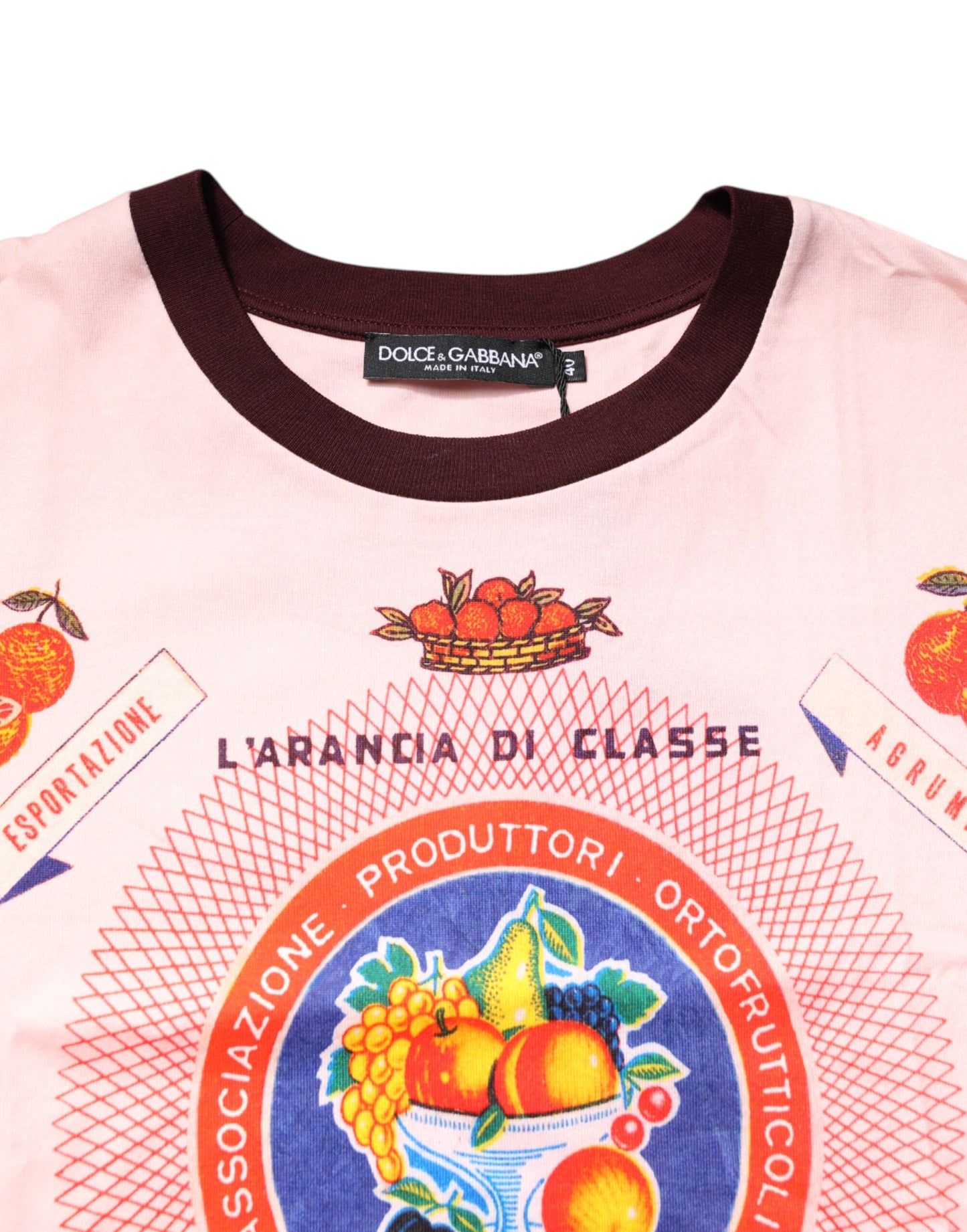 Dolce & Gabbana roze bedrukte katoenen cropped top met korte mouwen