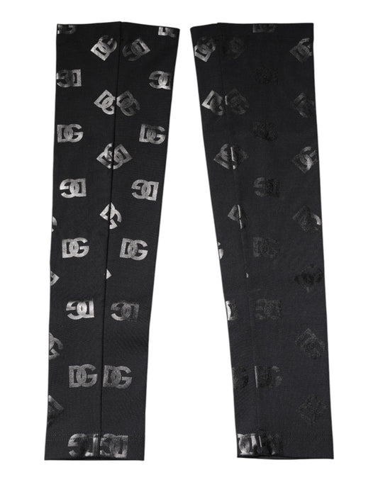 Dolce & Gabbana Zwarte DG Logo Monogram Wollen Stretch Arm Mouwen