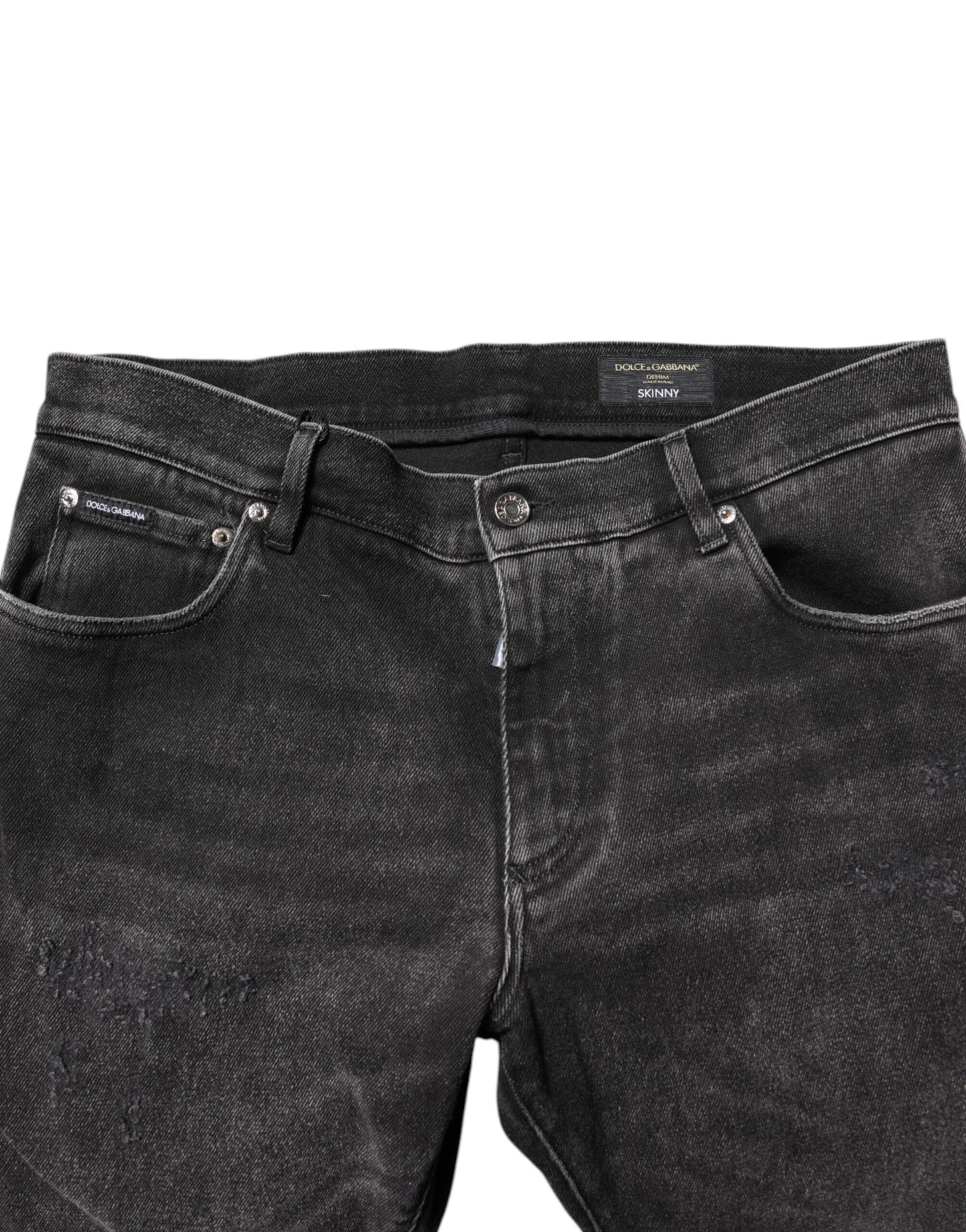 Jeans skinny en coton délavé gris de Dolce & Gabbana