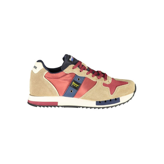 Blauer beige sportschoenen met contrasterende accenten