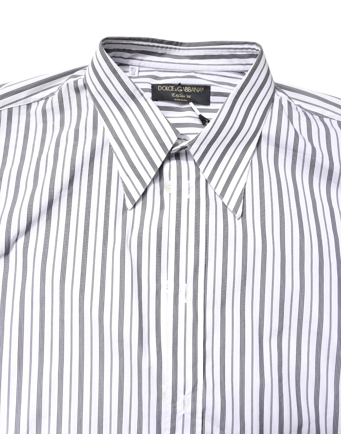 Dolce & Gabbana White Black Stripe Button Down Casual Shirt