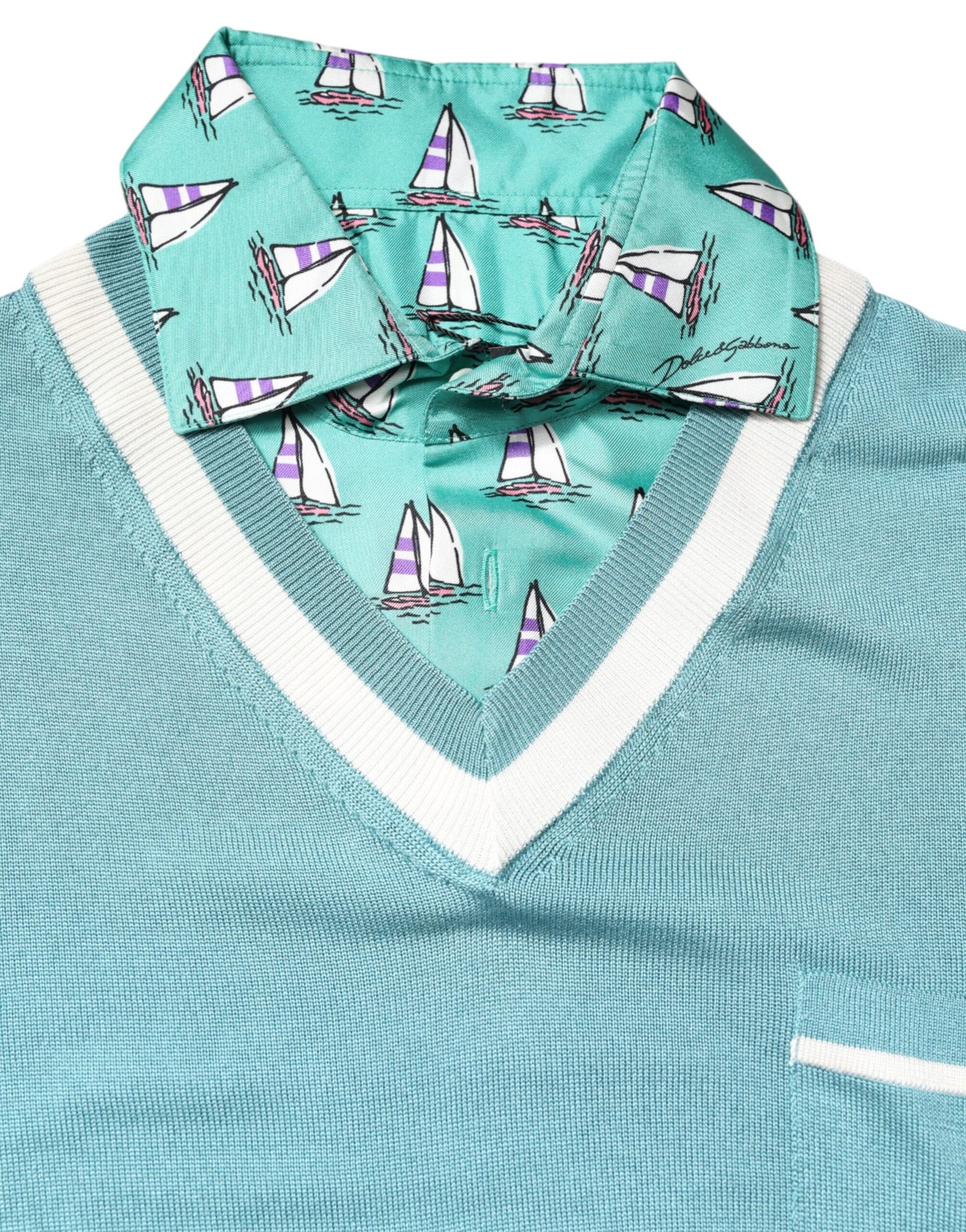 T-shirt à manches courtes à col rond vert imprimé de Dolce & Gabbana