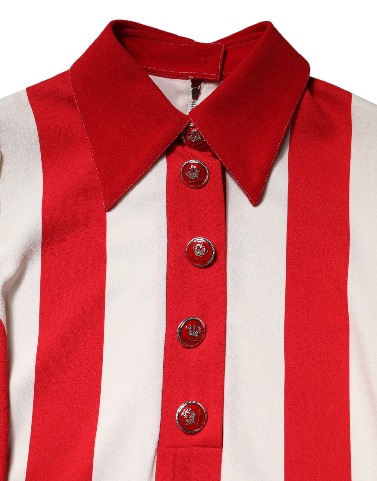 Dolce & Gabbana witte minirok met rode strepen en lange mouwen